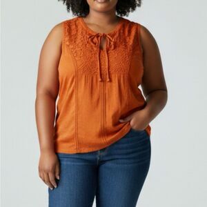 Torrid Women's Swiss Dot Crochet Inset Tank 1X